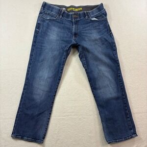 Lee Extreme Motion MVP Jeans Mens 38x28 Blue Dark Wash Stretch Straight Denim